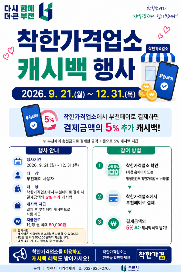 [사진] 부천시 착한가격업소 캐시백 행사 안내 리플릿
