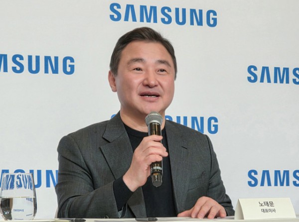 삼성전자 노태문 대표이사 사장(DX부문장)이 현지시간 5일 미국 라스베이거스 ‘CES 2026’ 현장에서 열린 국내 기자간담회에서 발언을 하고 있다