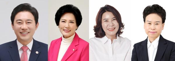 안산시의회가 27일 개회하는 제299회 임시회에서 의원 발의 조례안 5건을 심의한다. 사진 왼쪽부터 조례안을 발의한 한갑수 이진분 김유숙 이지화 의원의 모습. 
