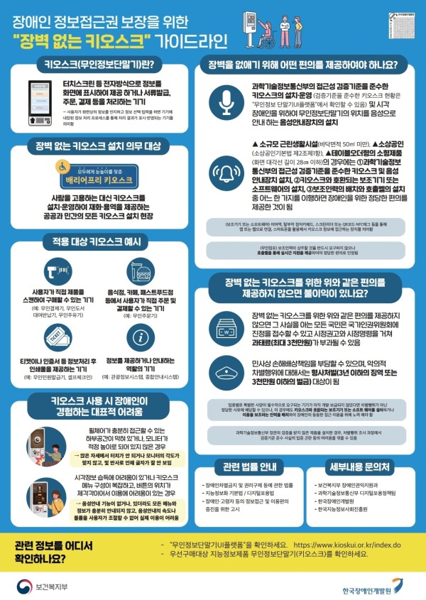 장애인 정보접근권 보장을 위한 ‘장벽 없는 키오스크’ 가이드라인 홍보물.